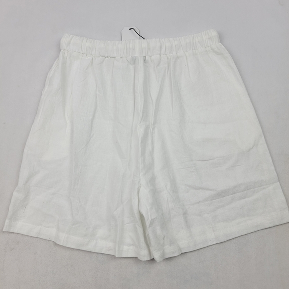 NWT high-waisted drawstring white cotton shorts with pockets - Picture 4 of 5